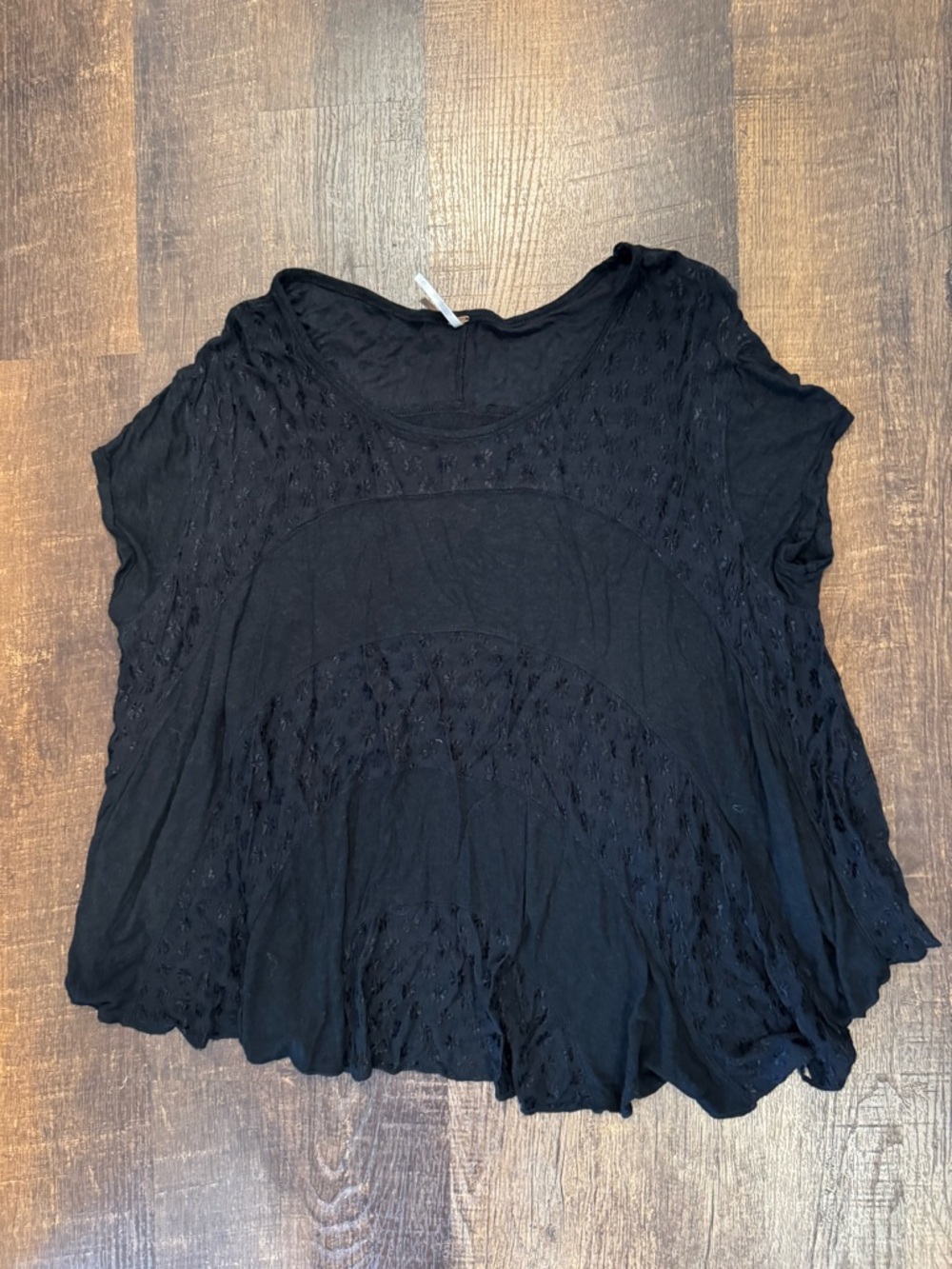 Free people black oversized embroidered tee